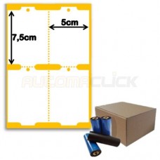 Etiquetas de Papel Cartão 170g, 50mm x 75mm + Ribbon Cera 360 Metros