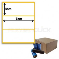 Etiquetas de Papel Couche, 70mm x 30mm + Ribbon de Cera 360 Metros